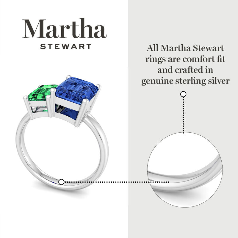 Martha Stewart 3 1/4ctw. Emerald & Sapphire Two Stone Ring In Sterling Silver image number null